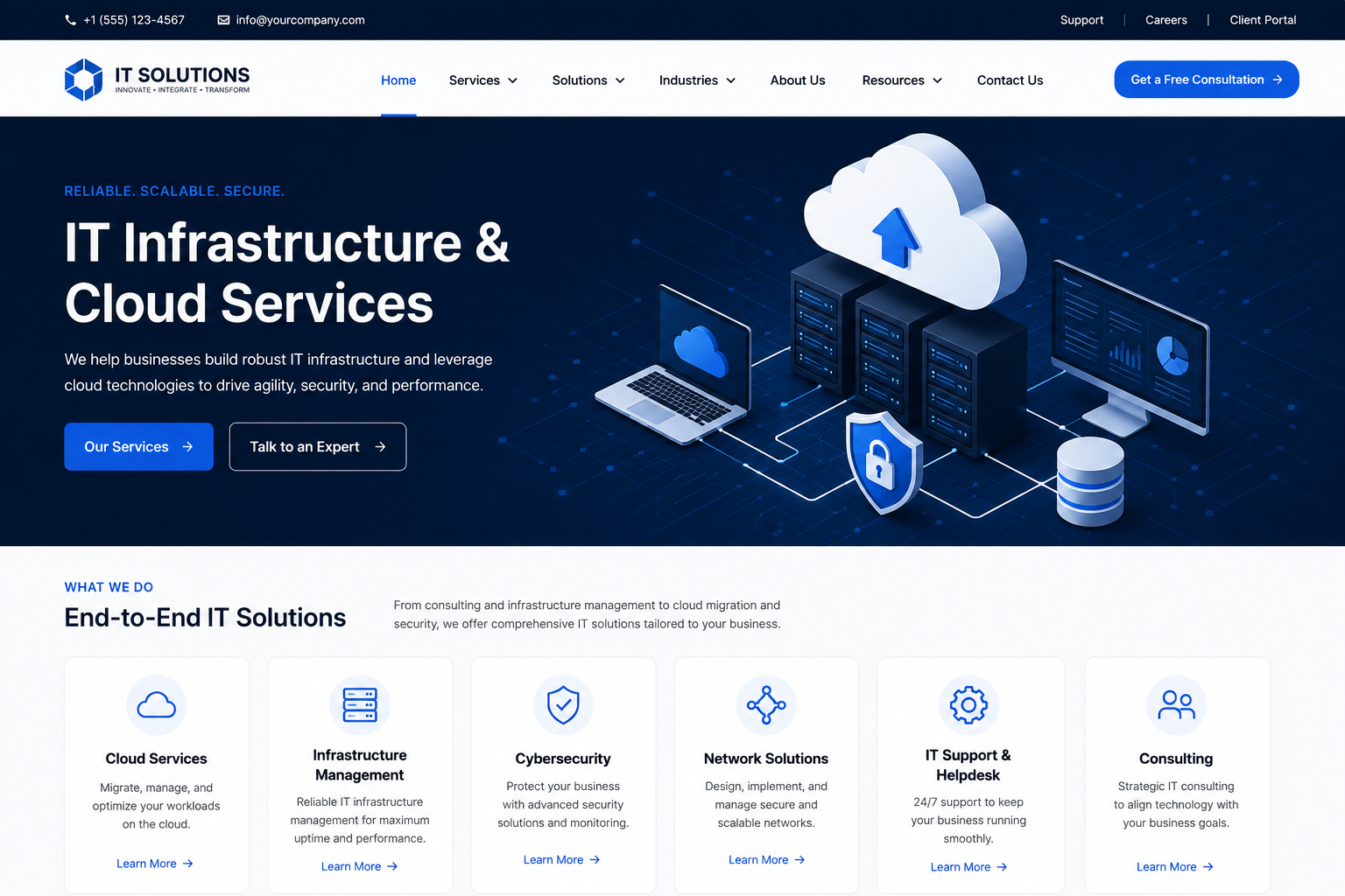 IT Infrastructure & Cloud Services Website preview